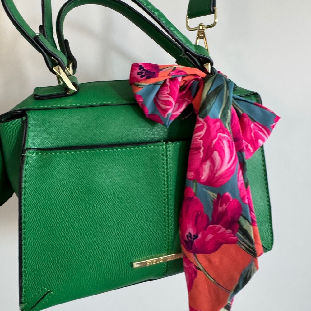 Steve Madden Green and Pink Crossbody Bag with Silk Scarf